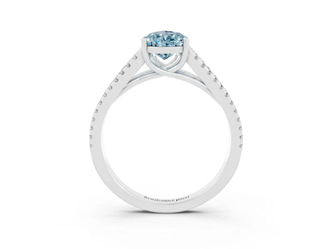 White gold Pear Cut Aquamarine Solitaire Engagement Ring with Split Shank Pavé Band_3