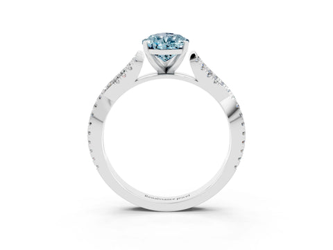White gold Pear Cut Aquamarine Solitaire Engagement Ring with Twisted Pavé Band and Four-Prong Setting_3
