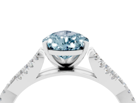 White gold Pear Cut Aquamarine Solitaire Engagement Ring with Twisted Pavé Band and Four-Prong Setting_4