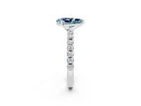White gold Pear Cut Aquamarine Solitaire Pavé Band with Four-Prong Setting_2