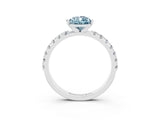 White gold Pear Cut Aquamarine Solitaire Pavé Band with Four-Prong Setting_3