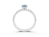 White gold Pear Cut Aquamarine Solitaire Pavé Engagement Ring with Round Band and Prong Setting_15