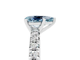 White gold Pear Cut Aquamarine Solitaire Pavé Engagement Ring with Round Band and Prong Setting_17