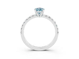 White gold Pear Cut Aquamarine Solitaire Pavé Engagement Ring with Round Band and Prong Setting_76