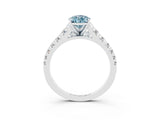 White gold Pear Cut Aquamarine Solitaire Ring with Cathedral Setting and Pavé Band_3