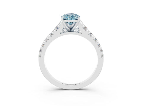 White gold Pear Cut Aquamarine Solitaire Ring with Cathedral Setting and Pavé Band_3