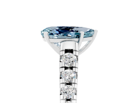 White gold Pear Cut Aquamarine Solitaire Ring with Cathedral Setting and Pavé Band_5