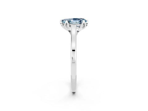 White gold Pear Cut Aquamarine Solitaire Ring with Flower Prong Setting and Classic Band_14
