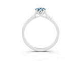 White gold Pear Cut Aquamarine Solitaire Ring with Flower Prong Setting and Classic Band_51