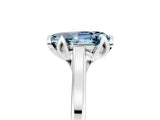 White gold Pear Cut Aquamarine Solitaire Ring with Flower Prong Setting and Classic Band_53