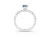 White gold Pear Cut Aquamarine Solitaire Ring with Pavé Accents and Four-Prong Setting_3