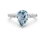 White gold Pear Cut Aquamarine Solitaire Ring with Pavé Band and Four-Prong Setting_24