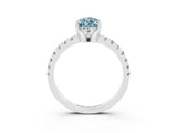 White gold Pear Cut Aquamarine Solitaire Ring with Pavé Band and Four-Prong Setting_27