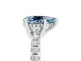 White gold Pear Cut Aquamarine Solitaire Ring with Pavé Band and Four-Prong Setting_29
