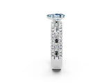 White gold Pear Cut Aquamarine Solitaire Ring with Pavé and Channel Set Band_2