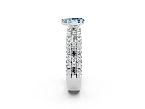 White gold Pear Cut Aquamarine Solitaire Ring with Pavé and Channel Set Band_2