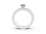 White gold Pear Cut Aquamarine Solitaire Ring with Pavé and Channel Set Band_3