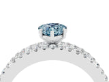White gold Pear Cut Aquamarine Solitaire Ring with Pavé and Channel Set Band_4