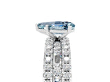 White gold Pear Cut Aquamarine Solitaire Ring with Pavé and Channel Set Band_5