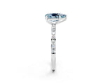 White gold Pear Cut Aquamarine Solitaire Ring with Pave Band and Four Prong Setting_26