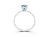 White gold Pear Cut Aquamarine Solitaire Ring with Pave Band and Four Prong Setting_27