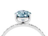 White gold Pear Cut Aquamarine Solitaire Ring with Pave Band and Four Prong Setting_28