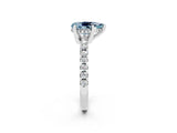 White gold Pear Cut Aquamarine Solitaire Ring with Round  Pavé Band and Four-Prong Setting_62