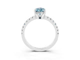 White gold Pear Cut Aquamarine Solitaire Ring with Round  Pavé Band and Four-Prong Setting_69