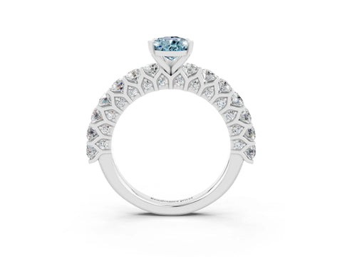 White gold Pear Cut Aquamarine Solitaire Ring with Shared Prong Pavé Band and Four-Prong Setting_15