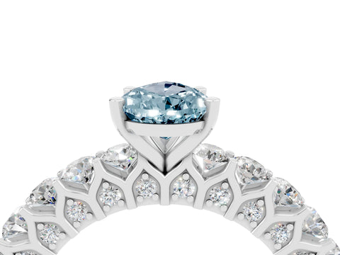 White gold Pear Cut Aquamarine Solitaire Ring with Shared Prong Pavé Band and Four-Prong Setting_16