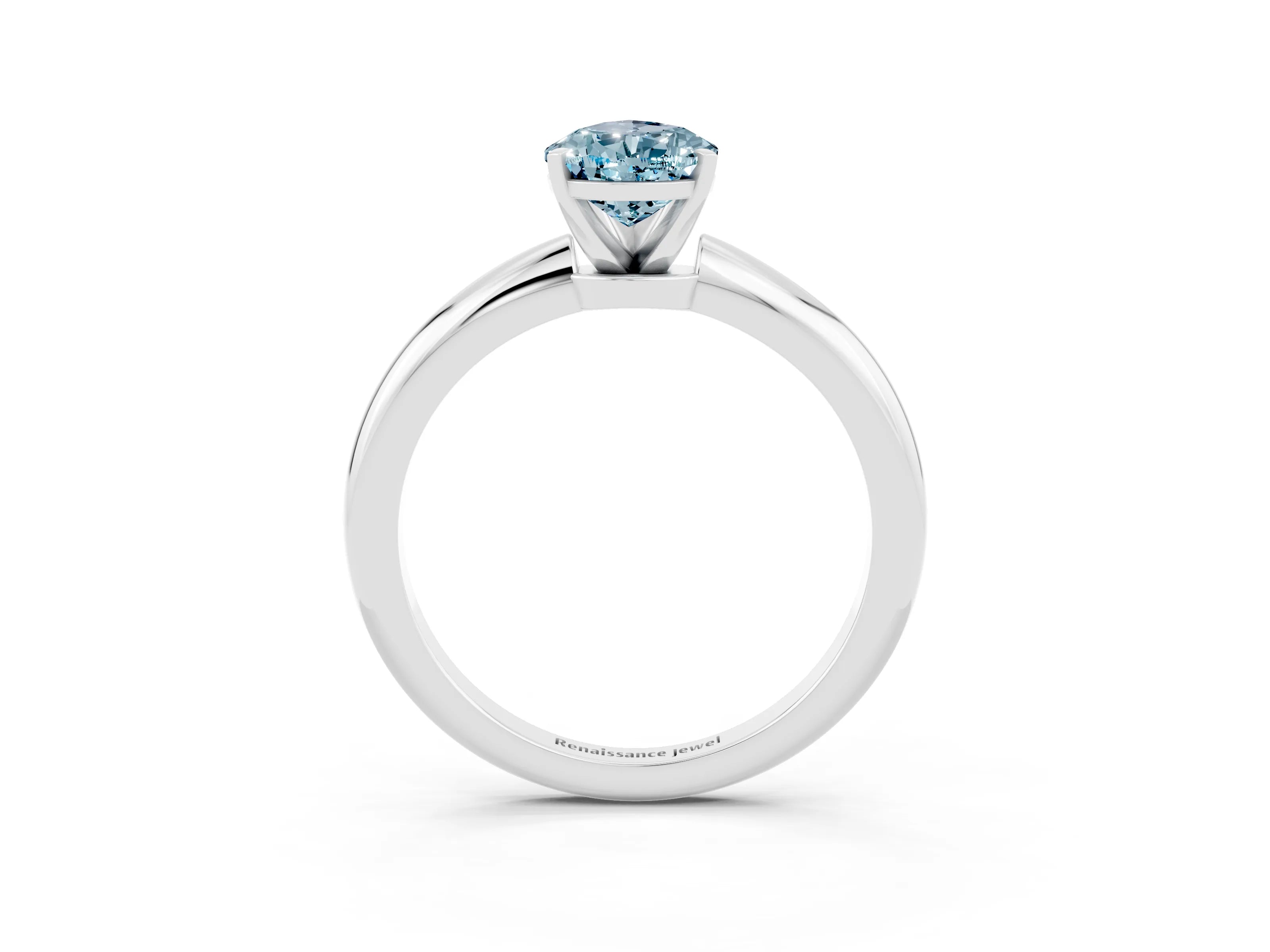 White gold Pear Cut Aquamarine Solitaire Ring with Six-Prong Setting and Classic Band_15