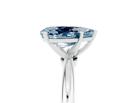 White gold Pear Cut Aquamarine Solitaire Ring with Six-Prong Setting and Classic Band_17