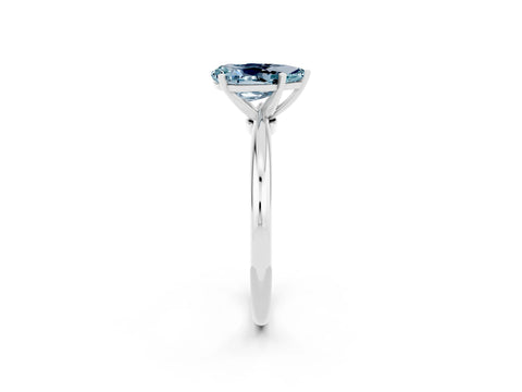 White gold Pear Cut Aquamarine Solitaire Ring with Six-Prong Setting and Classic Band_2
