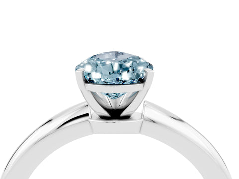 White gold Pear Cut Aquamarine Solitaire Ring with Six-Prong Setting and Classic Band_4