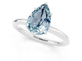White gold Pear Cut Aquamarine Solitaire Ring with Thin Band and Four-Prong Setting_13