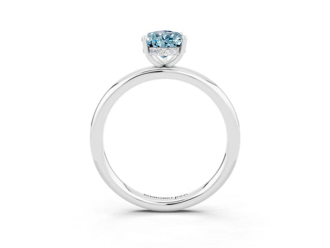 White gold Pear Cut Aquamarine Solitaire Ring with Thin Band and Four-Prong Setting_15