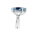 White gold Pear Cut Aquamarine Solitaire Ring with Thin Band and Four-Prong Setting_17