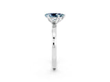 White gold Pear Cut Aquamarine Solitaire Ring with Thin Band and Prong Setting_14