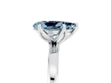 White gold Pear Cut Aquamarine Solitaire Ring with Thin Band and Prong Setting_17