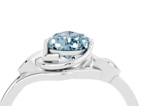 White gold Pear Cut Aquamarine Solitaire Ring with Twist Band and Four-Prong Setting_16