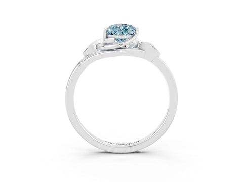 White gold Pear Cut Aquamarine Solitaire Ring with Twist Band and Four-Prong Setting_39