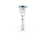 White gold Pear Cut Aquamarine Solitaire Ring with Wide Band and Prong Setting_2