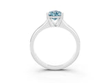 White gold Pear Cut Aquamarine Solitaire Ring with Wide Band and Prong Setting_3
