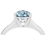 White gold Pear Cut Aquamarine Solitaire Ring with Wide Band and Prong Setting_4
