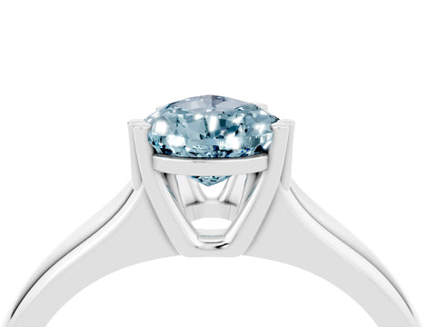 White gold Pear Cut Aquamarine Solitaire Ring with Wide Band and Prong Setting_4
