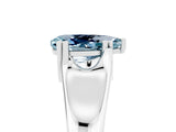 White gold Pear Cut Aquamarine Solitaire Ring with Wide Band and Prong Setting_5