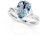 White gold Pear Cut Aquamarine Solitaire Twist Band Prong Setting Ring_37