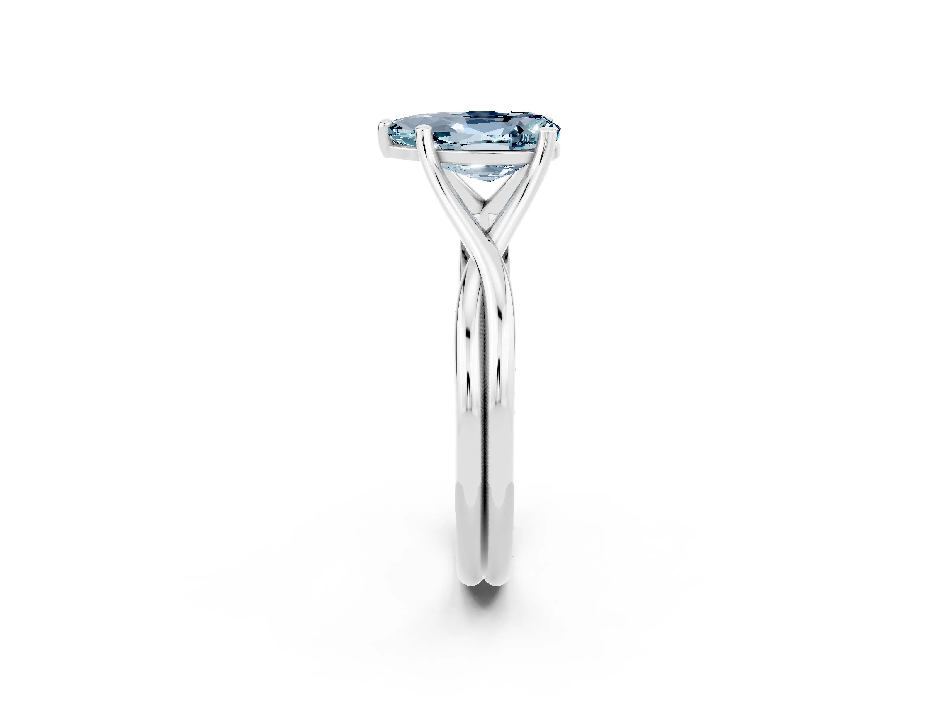 White gold Pear Cut Aquamarine Solitaire Twist Band Prong Setting Ring_38