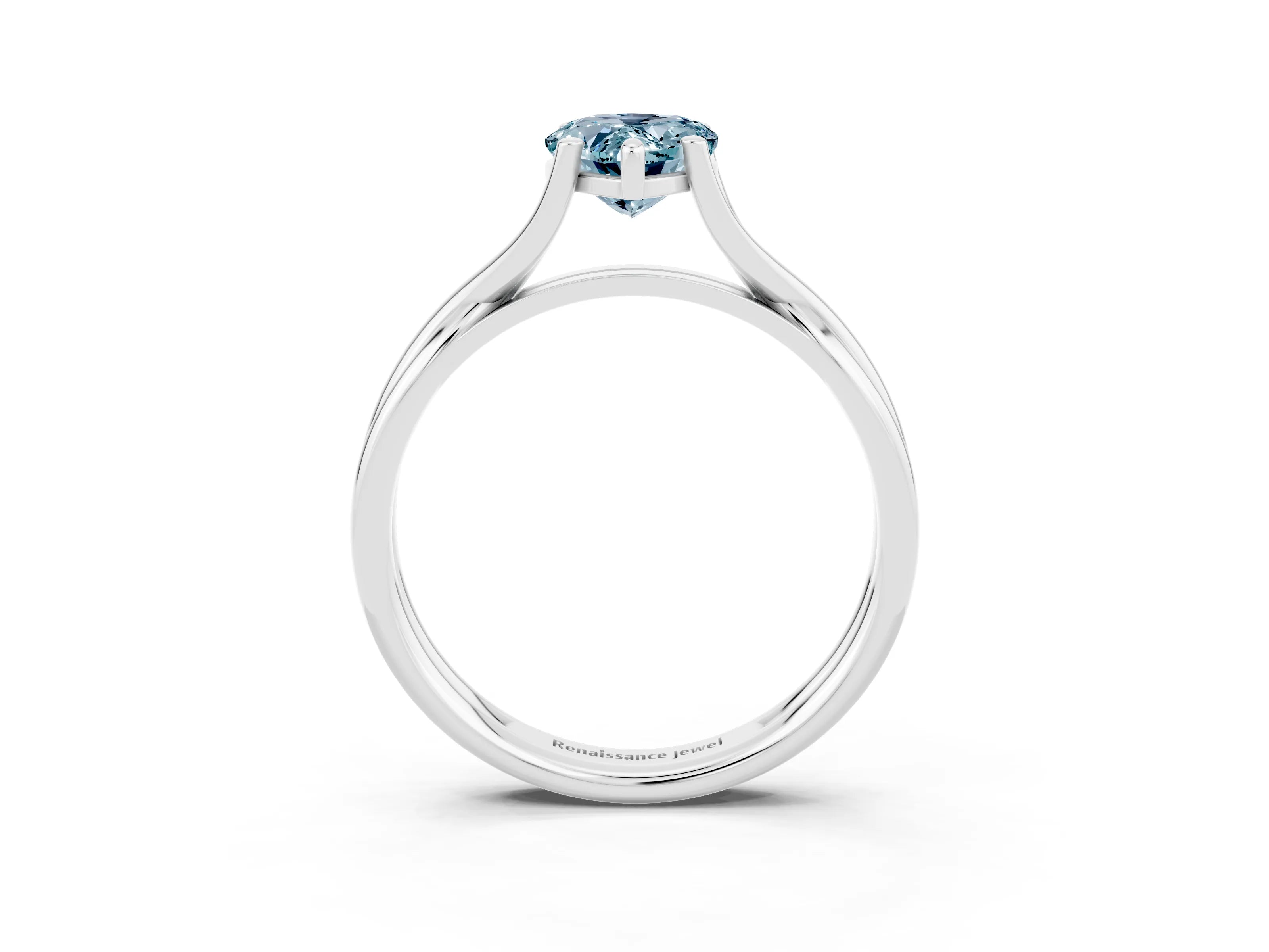 White gold Pear Cut Aquamarine Solitaire Twist Band Prong Setting Ring_39