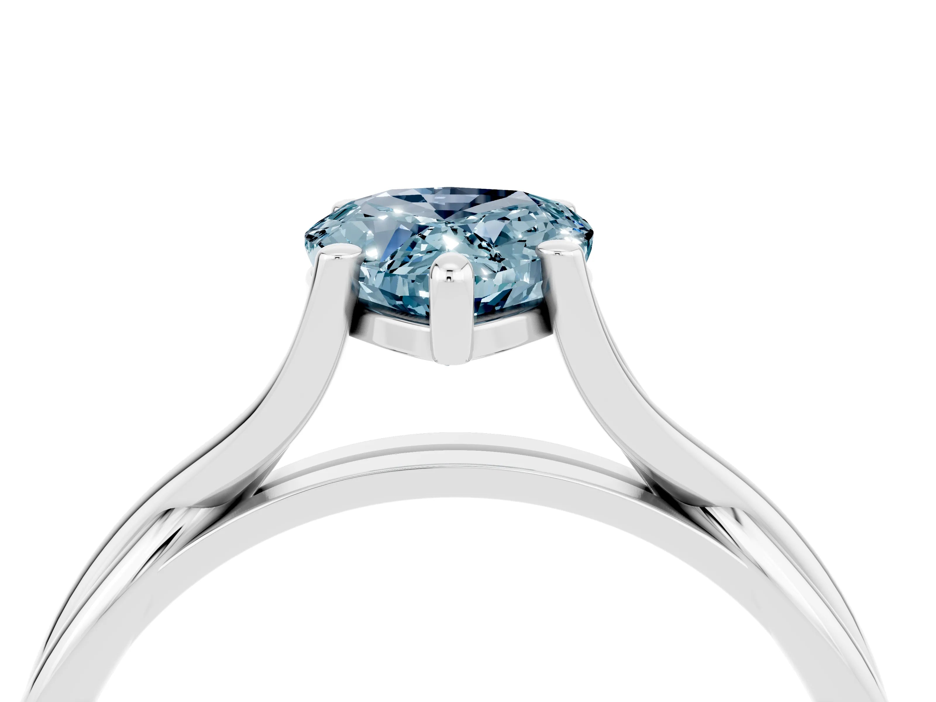 White gold Pear Cut Aquamarine Solitaire Twist Band Prong Setting Ring_40